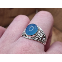 Echt zilveren ring met Blauwe Chalcedoon